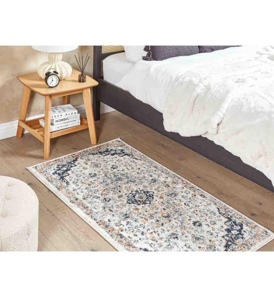Tapis Multicolore en Polyester 80 x 150 cm à Motif Oriental Vintage Convient au Chauffage par le Sol Haut Qualité Poil Ras