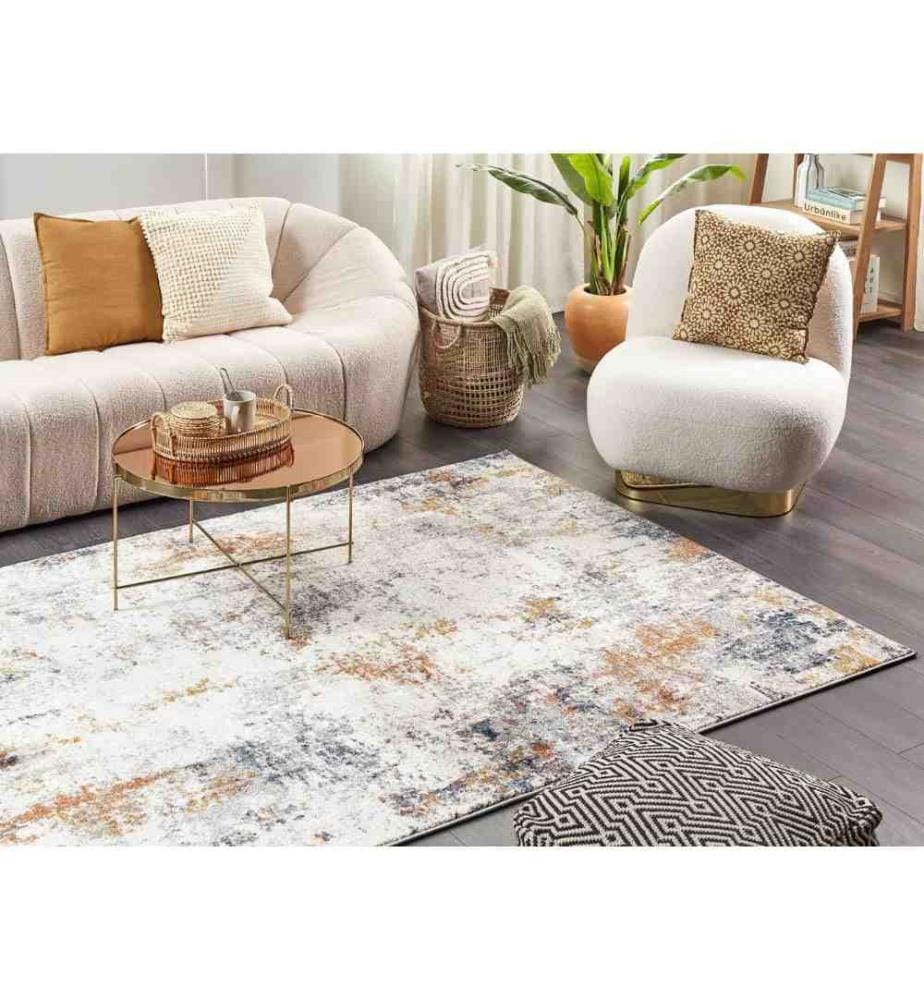 Tapis Multicolore en Polyester 200 x 300 cm Abstrait Effet Vieilli Moderne Poil Ras Léger et Robuste pour Chambre et Salon