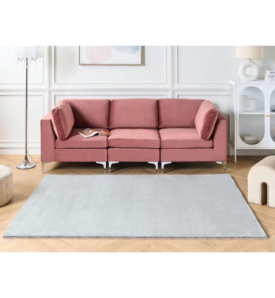 Tapis Vert de Gris en Polyester 160 x 230 cm Moelleux Fausse Fourrure de Lapin Convient pour le Chauffage par Sol Elégant pour Chambre ou Salon