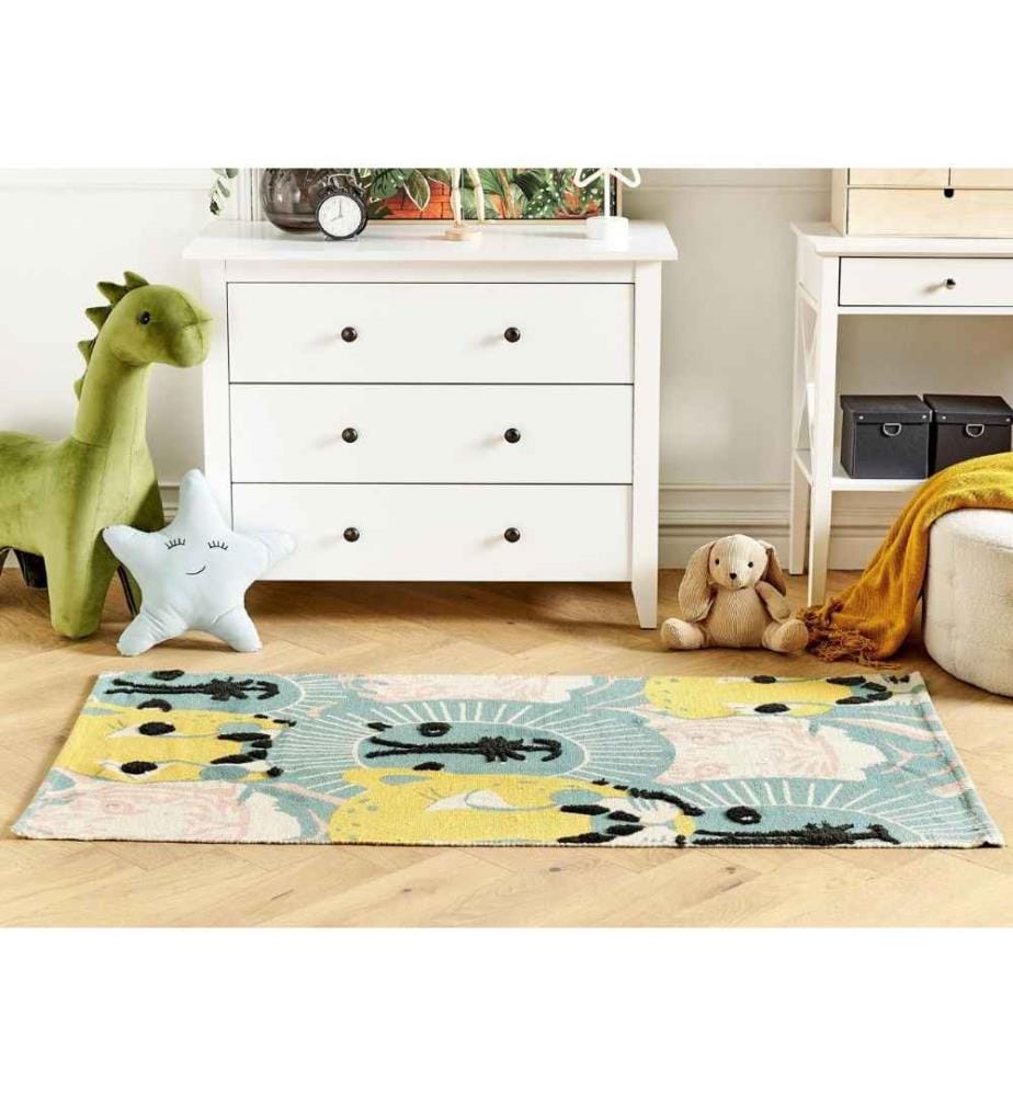 Tapis pour enfants Multicolore en coton 80 x 150 cm Motif animal pour la chambre d'enfant Tapis de jeu
