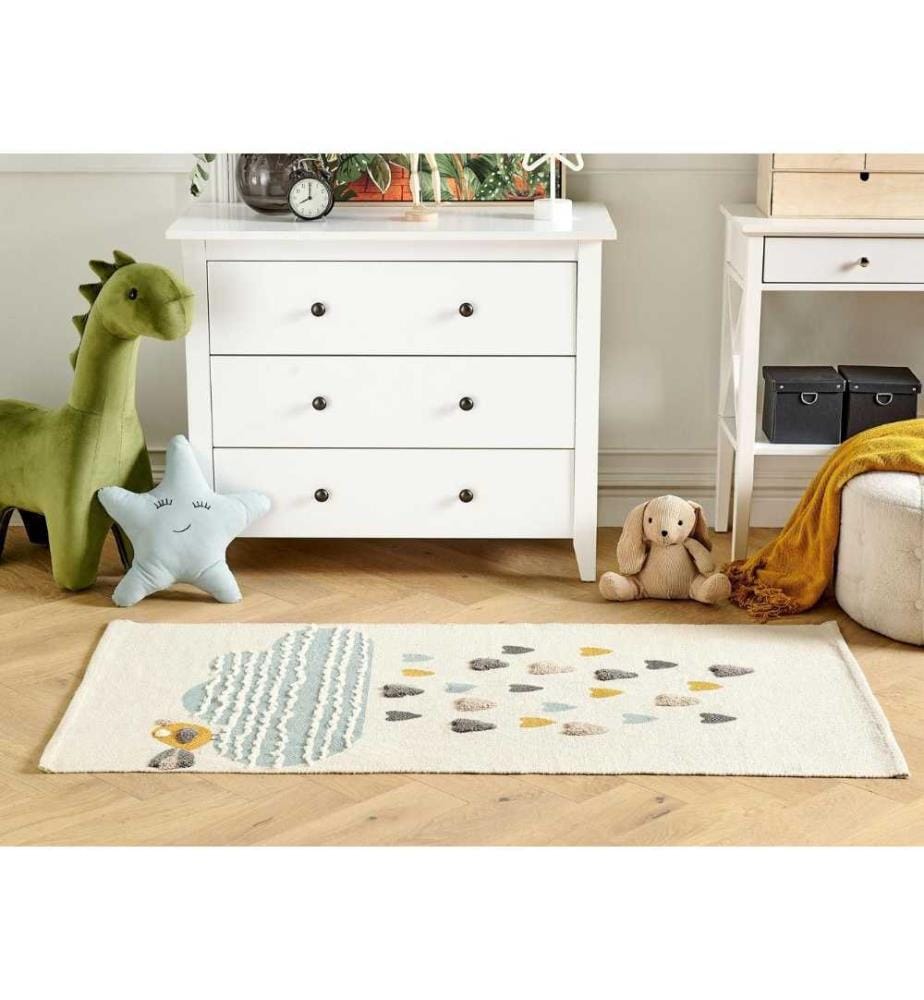 Tapis pour enfants Multicolore en coton 80 x 150 cm Motif nuages pour la chambre d'enfant Tapis de jeu