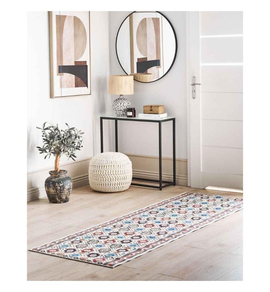 Tapis de course en polyester multicolore 80 x 240 cm Motif oriental fond antidérapant style vintage couloir moderne