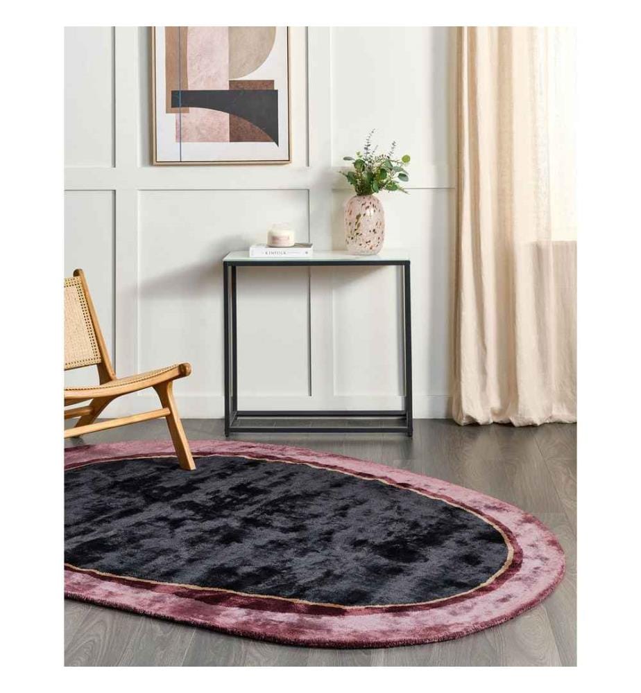 Tapis en Viscose Noir Forme Organique 160 x 230 cm