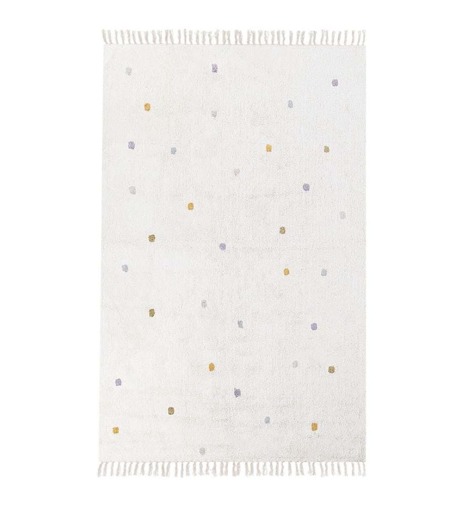 Tapis Blanc Cassé en Coton 140 x 200 cm Motifs Pois Blancs Chambres Enfants Rectangulaire