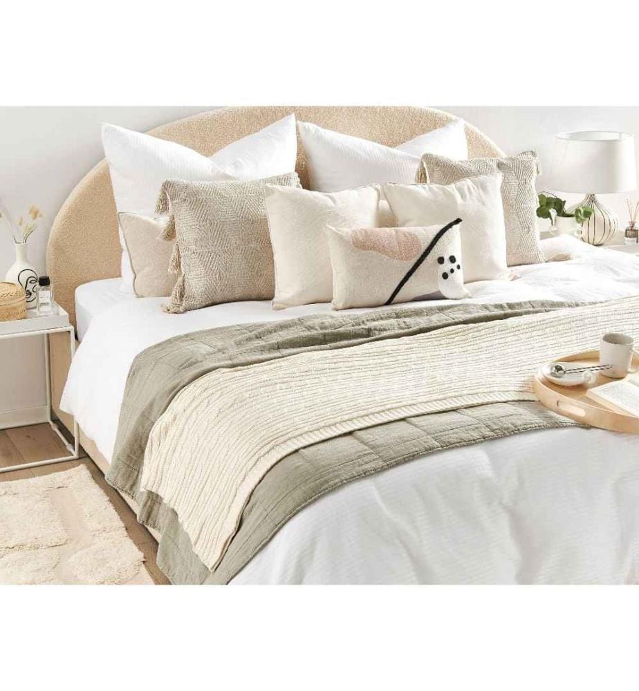 Couverture Tricotée en Coton Beige 110 x 180 Douce et Confortable au Style Scandinave