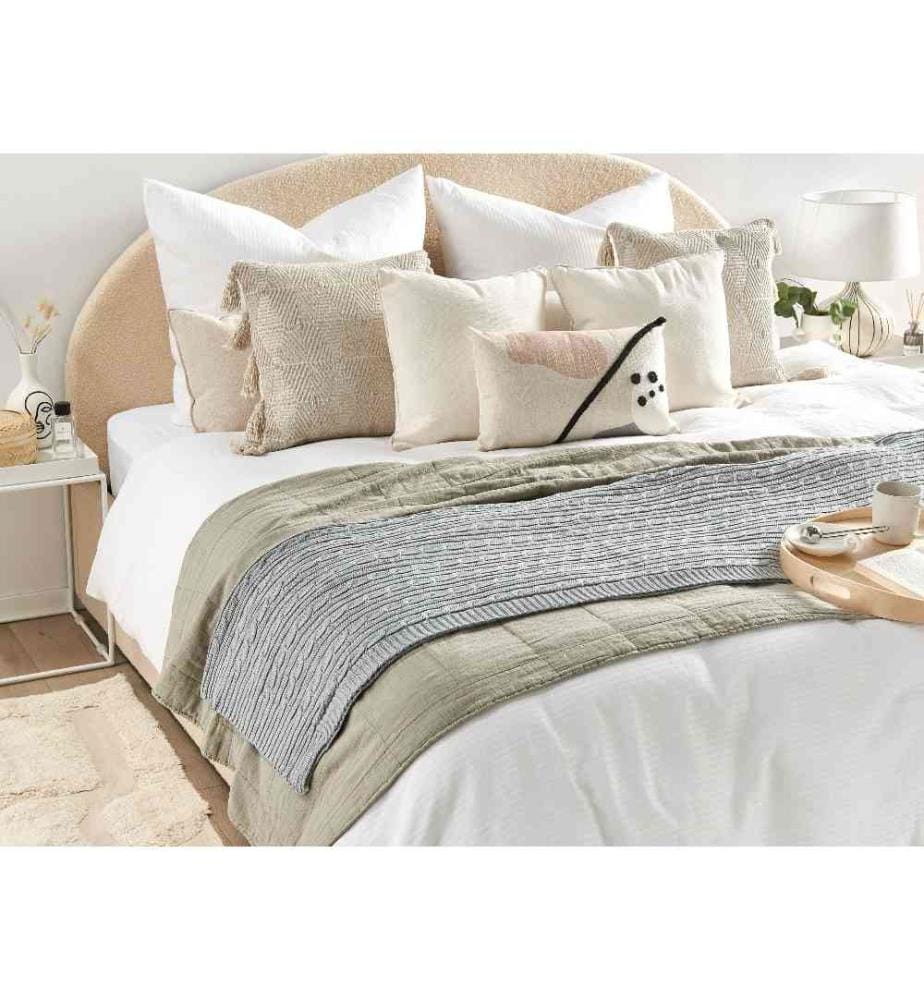 Couverture Tricotée en Coton Gris Clair 110 x 180 Douce et Confortable au Style Scandinave