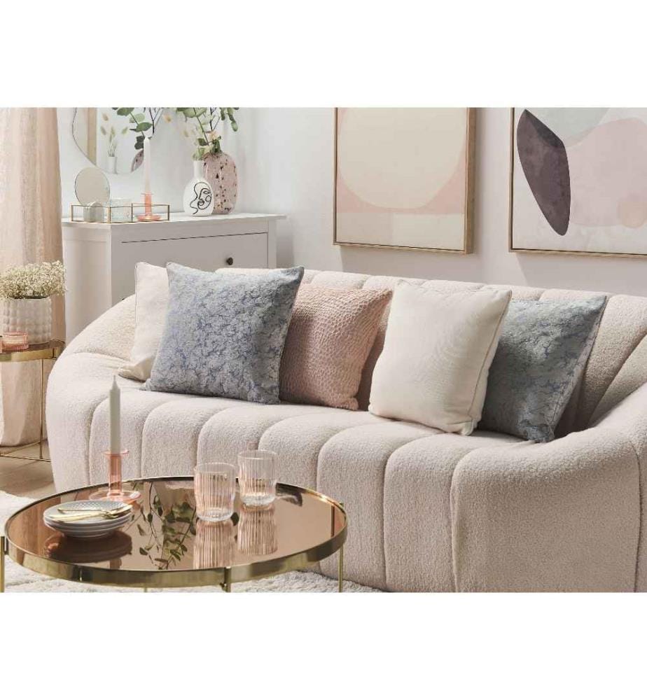 Coussin Décoratif Gris Clair 45 x 45 cm en Tissu Effet Velours avec Motif Craquelé pour Style Vintage ou Moderne