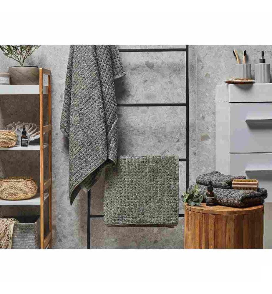 Ensemble Linge de Bain 4 Pièces Serviette d'Invité Essuie-main et Draps de Bain en Coton Gris à Séchage Rapide Moelleux et Absobant