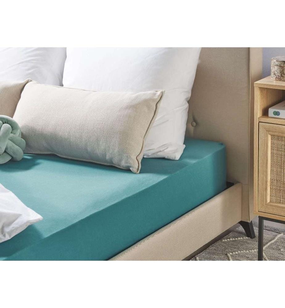 Drap-housse avec Bords Élastiques 90 x 200 cm en Coton Bleu Turquoise Pour Chambre Style Moderne