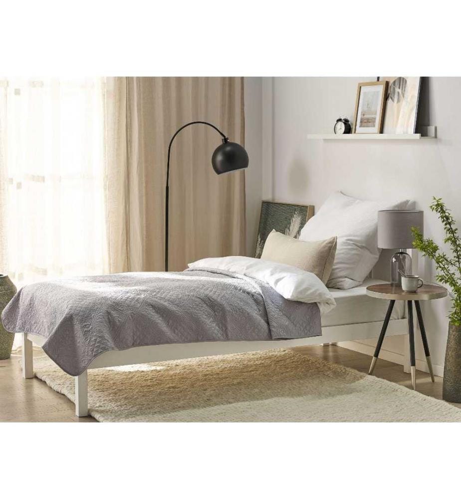 Couvre-lit Gris en Polyester 160 x 220 cm Motif gaufré décorative Linge de lit design classique Chambre à coucher