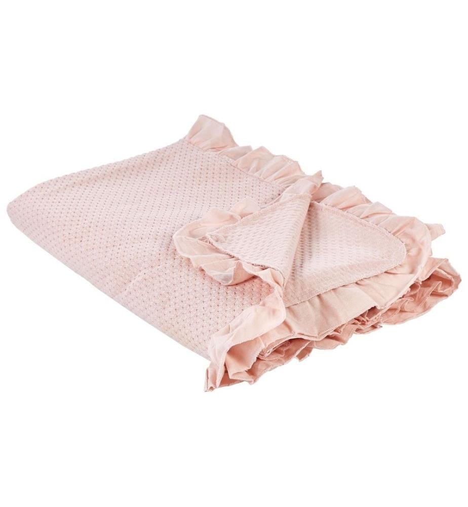 Couvre-lit Rose Pastel en Coton 220 x 240 cm Froufrous Décoratifs Jeté de Lit Chambre à Coucher