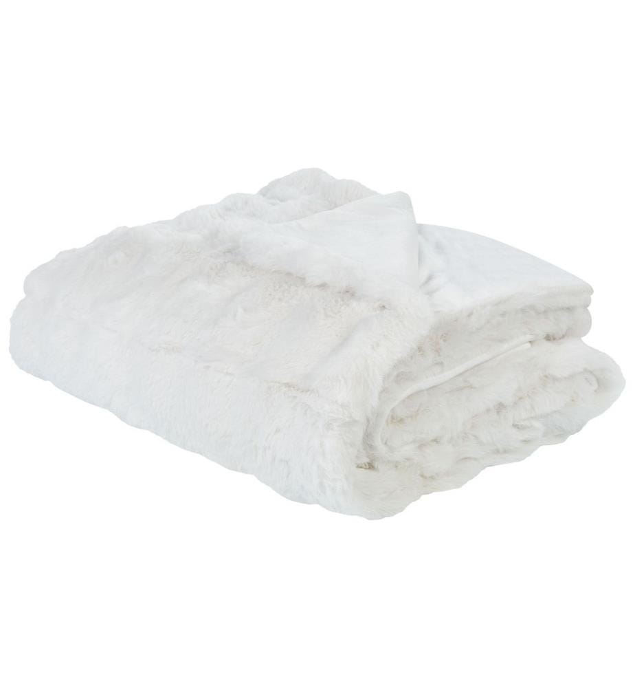 Couvre-lit Gris en Fausse Fourrure Doux 150 x 200 cm Couverture Jeté de Lit Plaid de Chambre Literie