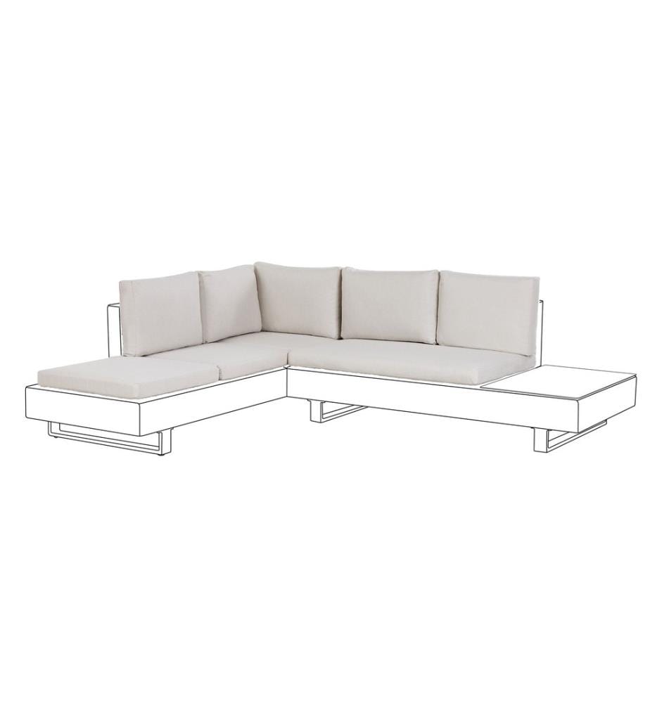 Set Housses de Coussin pour Salon de Jardin Blanc Cassé en Polyester Hydrofuge Protection UV Extérieur Fermeture Éclair