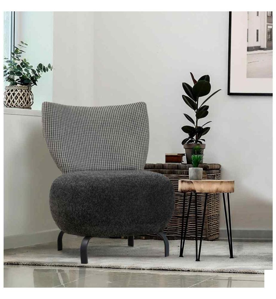 Chaise Wing, Anthracite, cadre en bois de charme, tissu Chenille