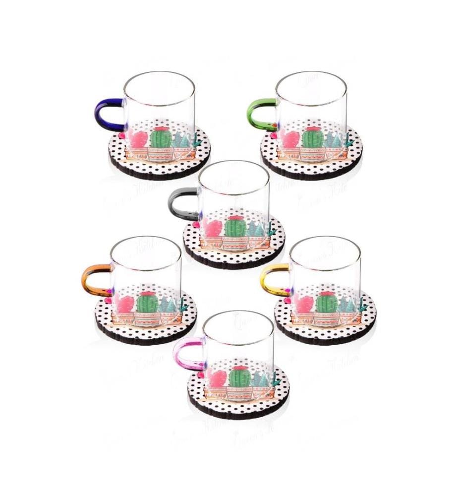 Set de tasses à café, 12 pièces, blanc, verre, tasses résistantes à la flamme