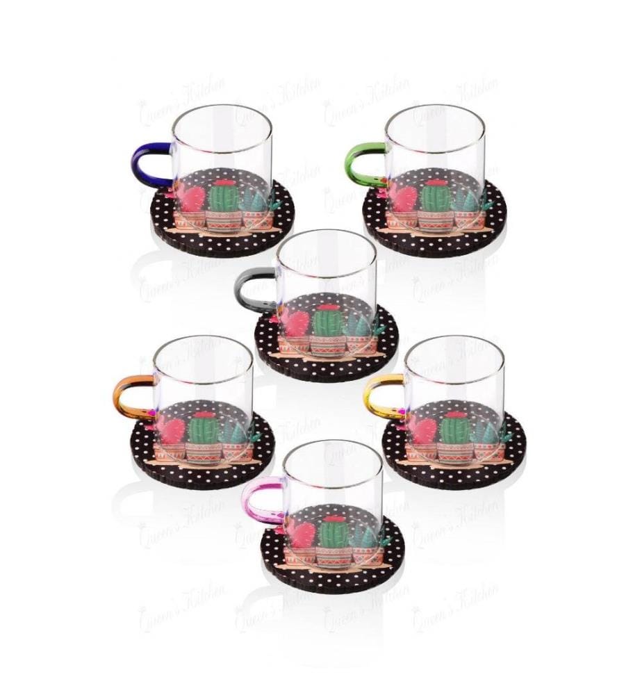 Set de tasses à café, 12 pièces, noir, verre