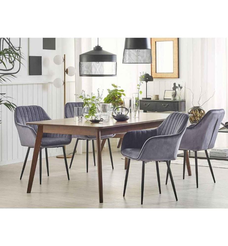Set 2 Chaises Tapissées en Velours Gris Haut de Gamme Confort Optimal et Élégance pour Salle à Manger Rétro ou Glamour Tendance