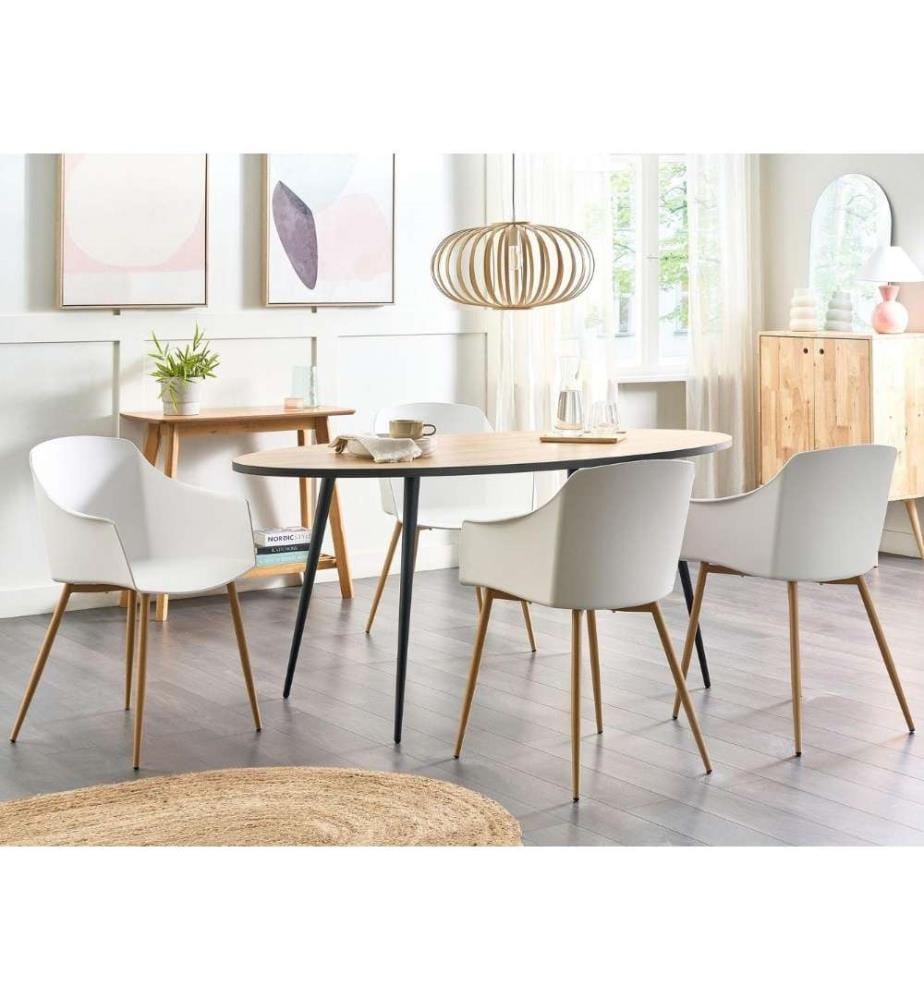 Chaises Design Blanches en Plastique et Métal pour Salle à Manger Salon ou Cuisine Scandinave et Moderne Lot de 2