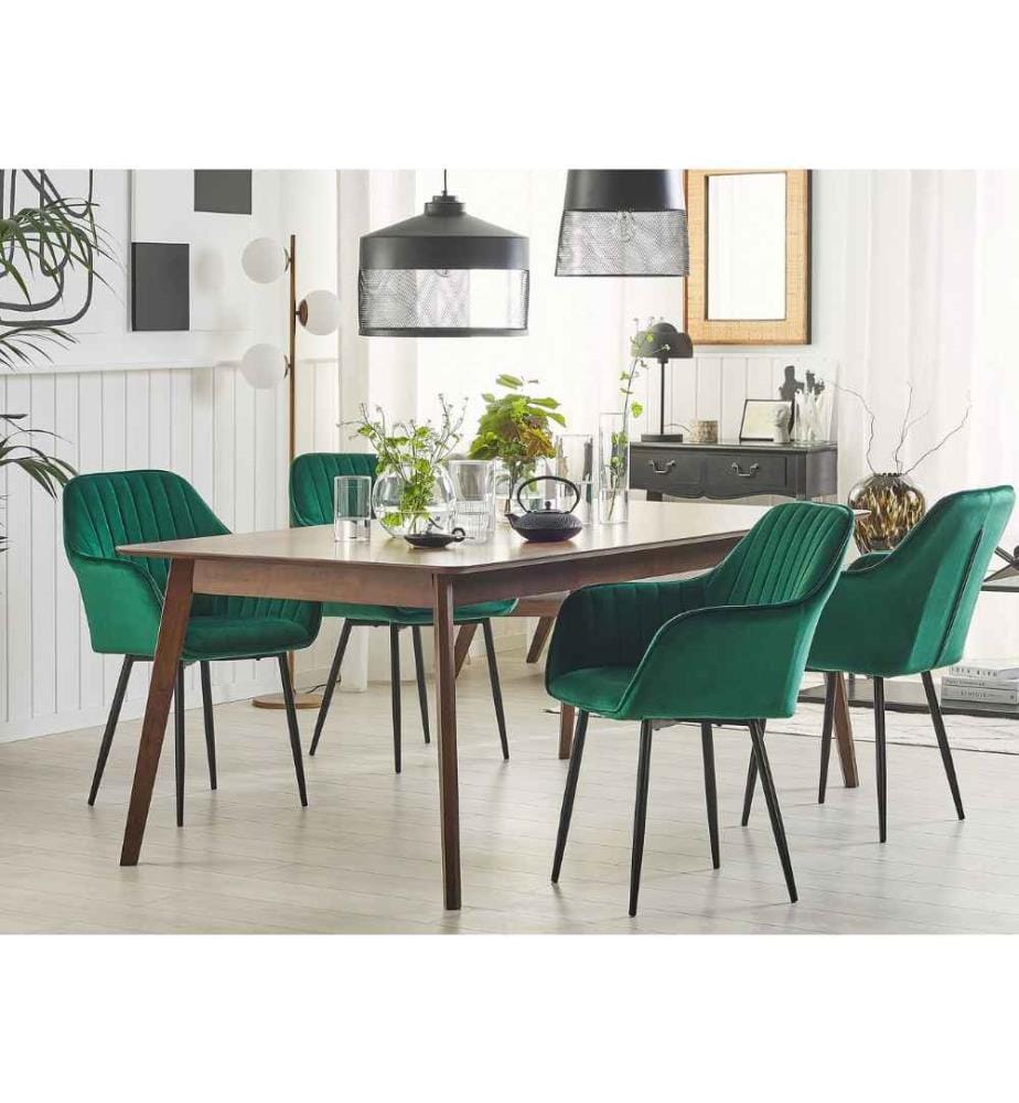 Set 2 Chaises Tapissées en Velours Vert Haut de Gamme Confort Optimal et Élégance pour Salle à Manger Rétro ou Glamour Tendance