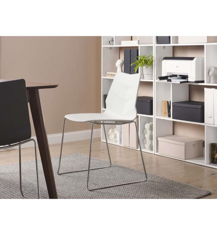 Lot de 4 chaises de salle à manger blanches en plastique avec pieds en acier sans accoudoirs Meubles de salle à manger modernes