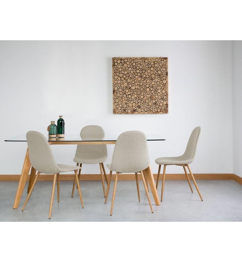 Lot 2 Chaises Rétro en Tissu Beige Confortables et Élégantes pour Salle à Manger au Style Scandinave Moderne ou Vintage