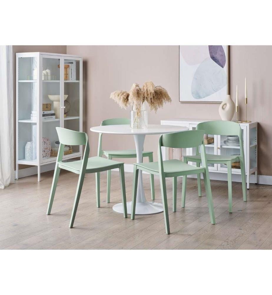 Lot de 2 chaises de salle à manger empilables vert menthe avec pieds sans accoudoirs Chaises de conférence en plastique Design moderne contemporain Chaises de salle à manger