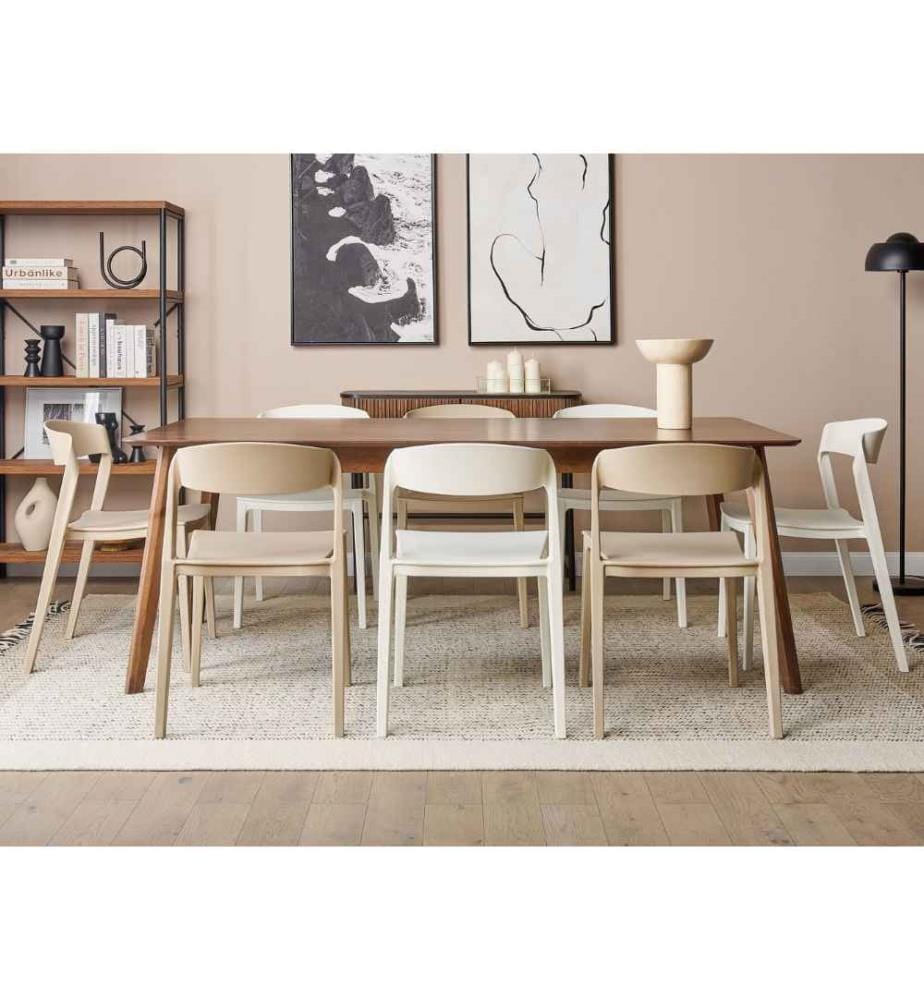 Lot de 2 chaises de salle à manger empilables beige avec pieds sans accoudoirs Chaises de conférence en plastique Design moderne contemporain Chaises de salle à manger