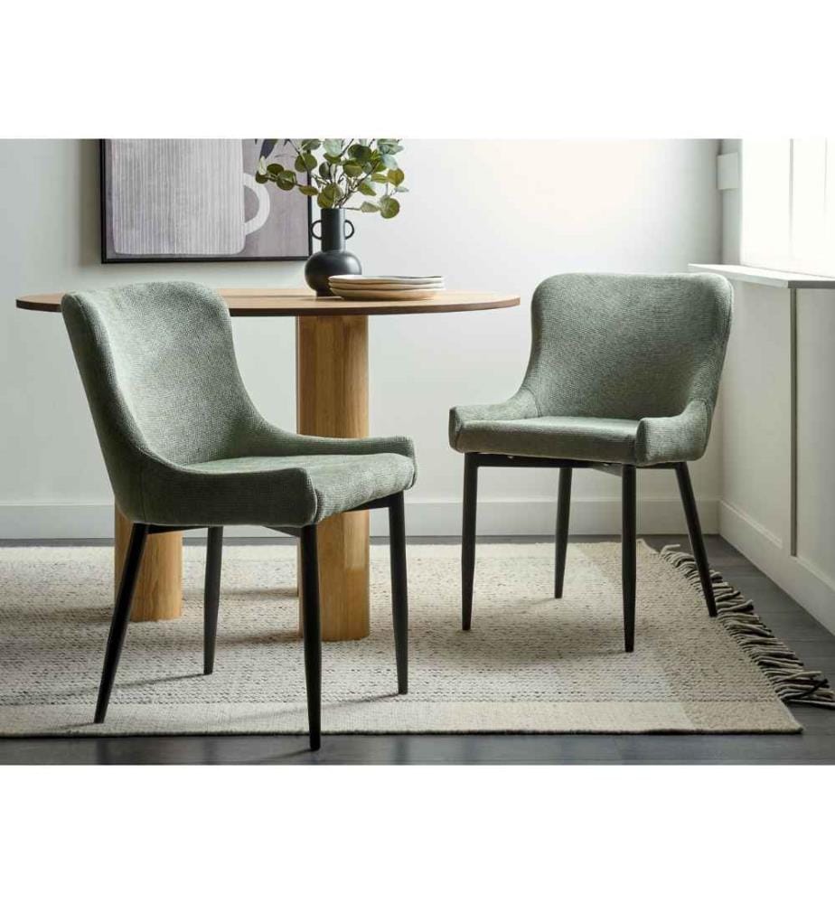 Lot 2 Chaises en Velours Gris Rembourrés et Confortables pour Salle à Manger ou Salon Vintage Rétro ou Glamour
