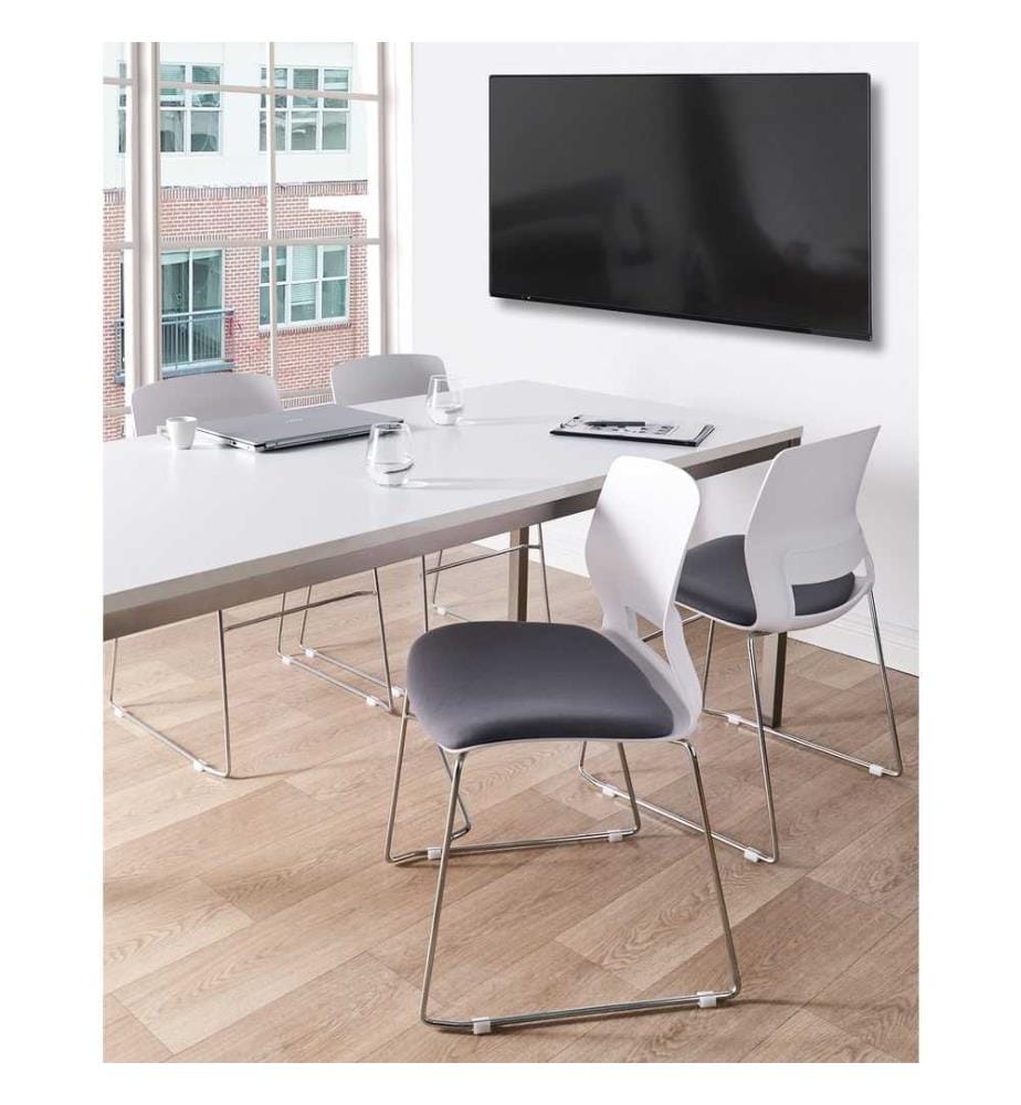 Lot de 4 chaises empilables blanches et grises sans accoudoirs pieds en plastique pieds en acier Chaises de conférence Design scandinave moderne