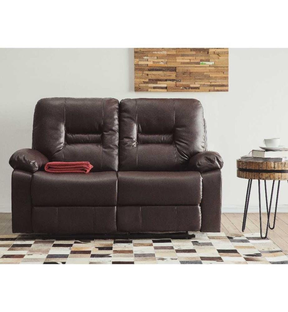 Canapé 2 Places en Cuir PU Marron avec Dossier Réglable et Repose-pied pour Salon au Style Moderne