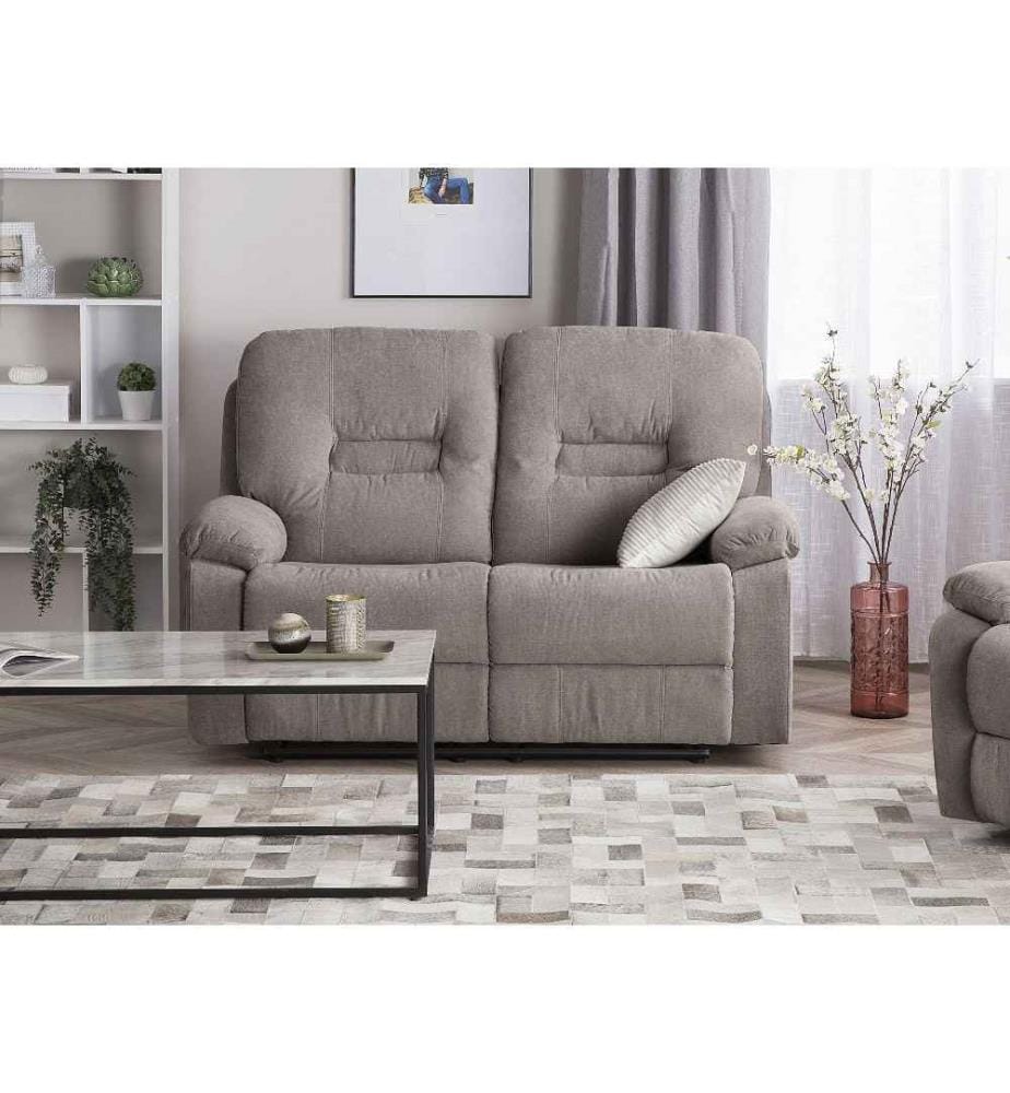 Canapé 2 Places en Tissu Beige avec Dossier Réglable et Repose-pied pour Salon au Style Moderne
