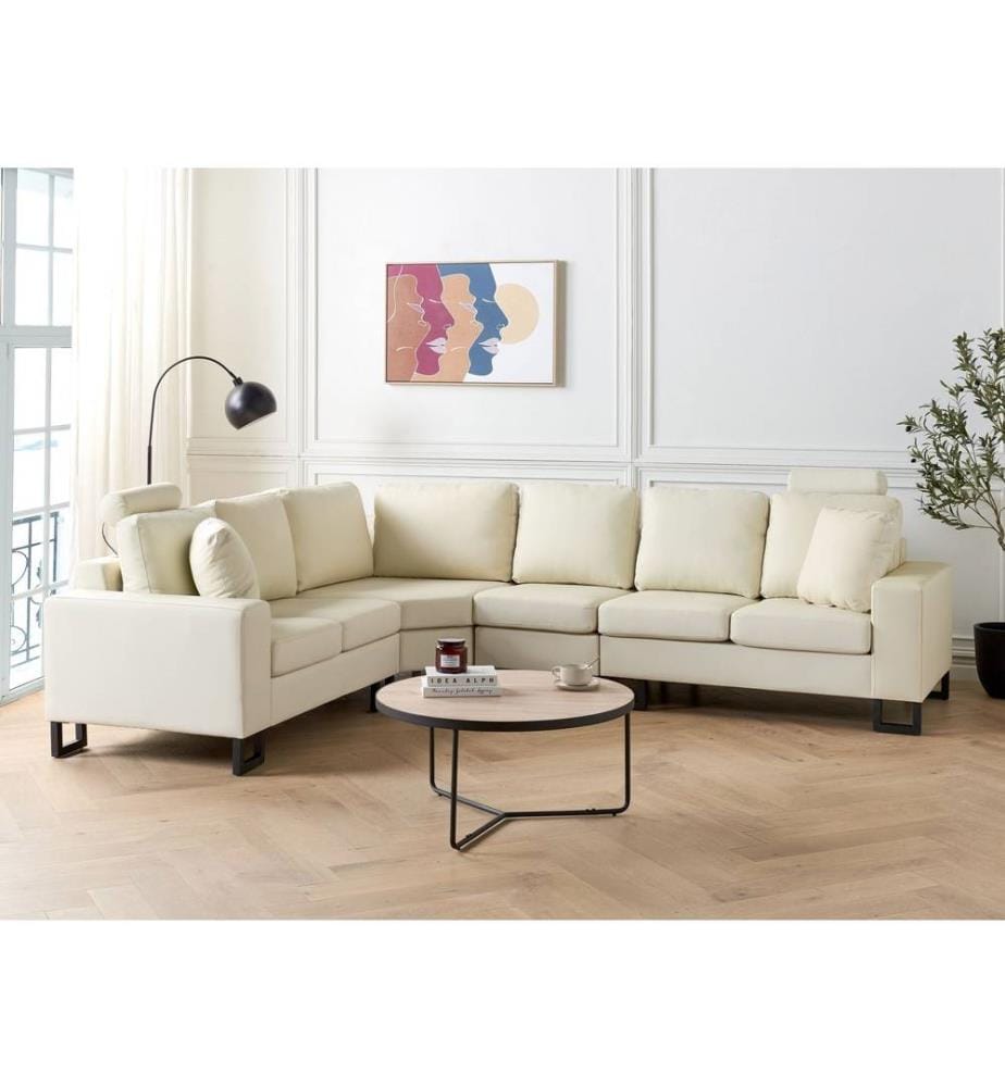 Canapé d'Angle à Droite en Cuir Noir avec Appui-Tête Réglable Confort d'Assise Optimal et Design Ultra Moderne pour Salon Contemporain