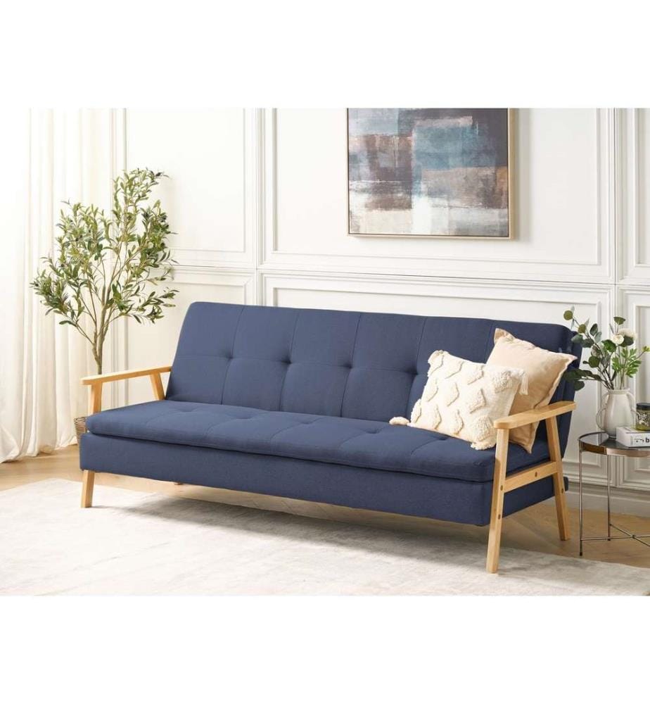 Canapé-lit Clic Clac 3 Places en Tissu Polyester Beige Assure un Espace Couchage Confortable et Pratique Tjorn