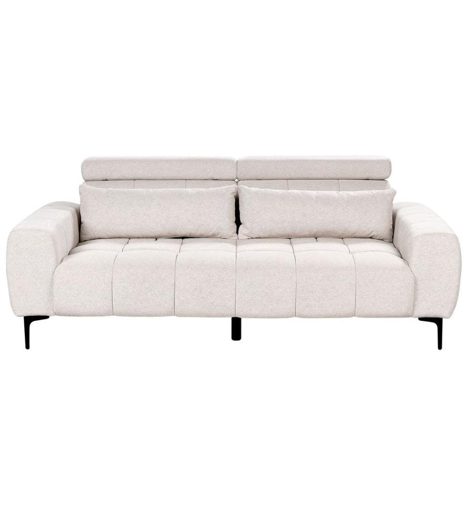 Canapé 3 Places Beige en Tissu avec Têtières Réglables Meubles de Salon Style Moderne