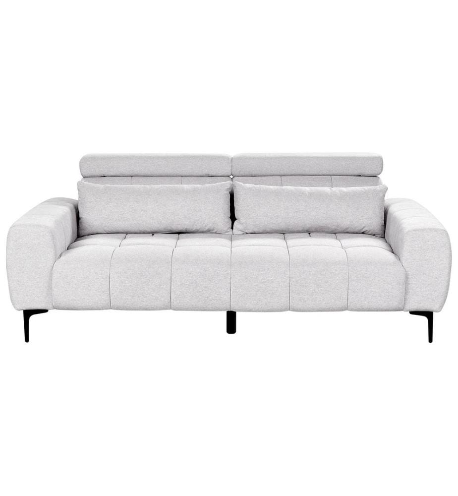Canapé 3 Places Gris en Tissu avec Têtières Réglables Meubles de Salon Style Moderne