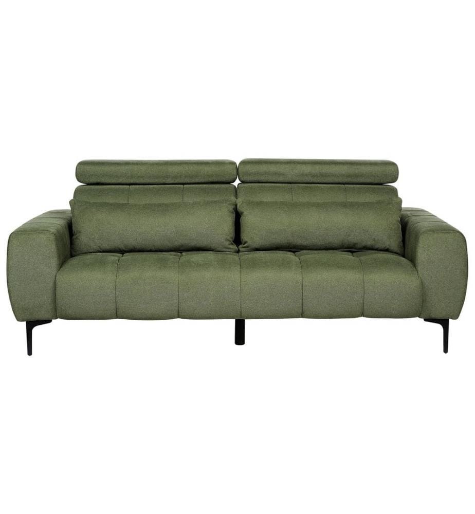 Canapé 3 Places Vert en Tissu avec Têtières Réglables Meubles de Salon Style Moderne