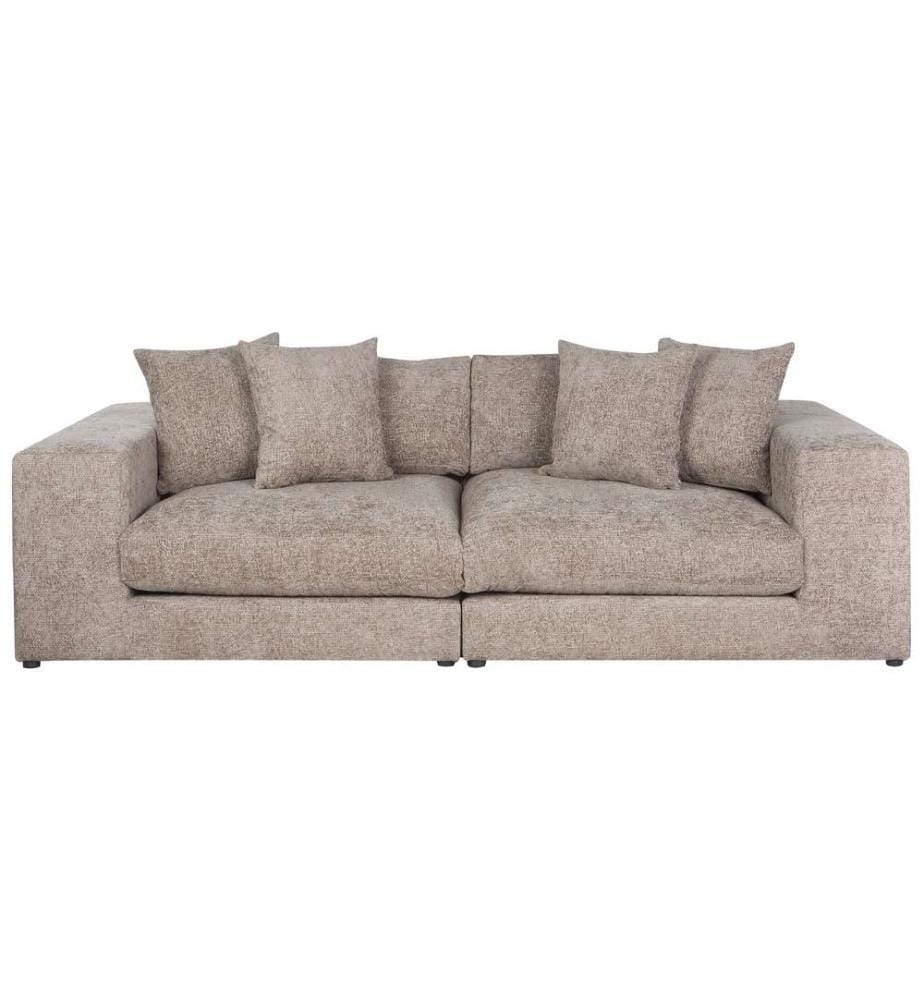 Canapé 3 Places Marron en Tissu Rembourré Confortable avec Accoudoirs Salon Bureau Style Moderne