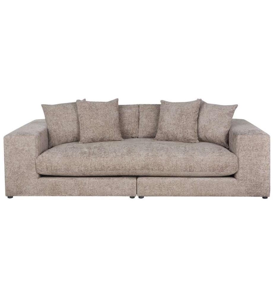 Canapé 3 Places Marron en Tissu Rembourré Confortable avec Accoudoirs Salon Confortable Style Moderne