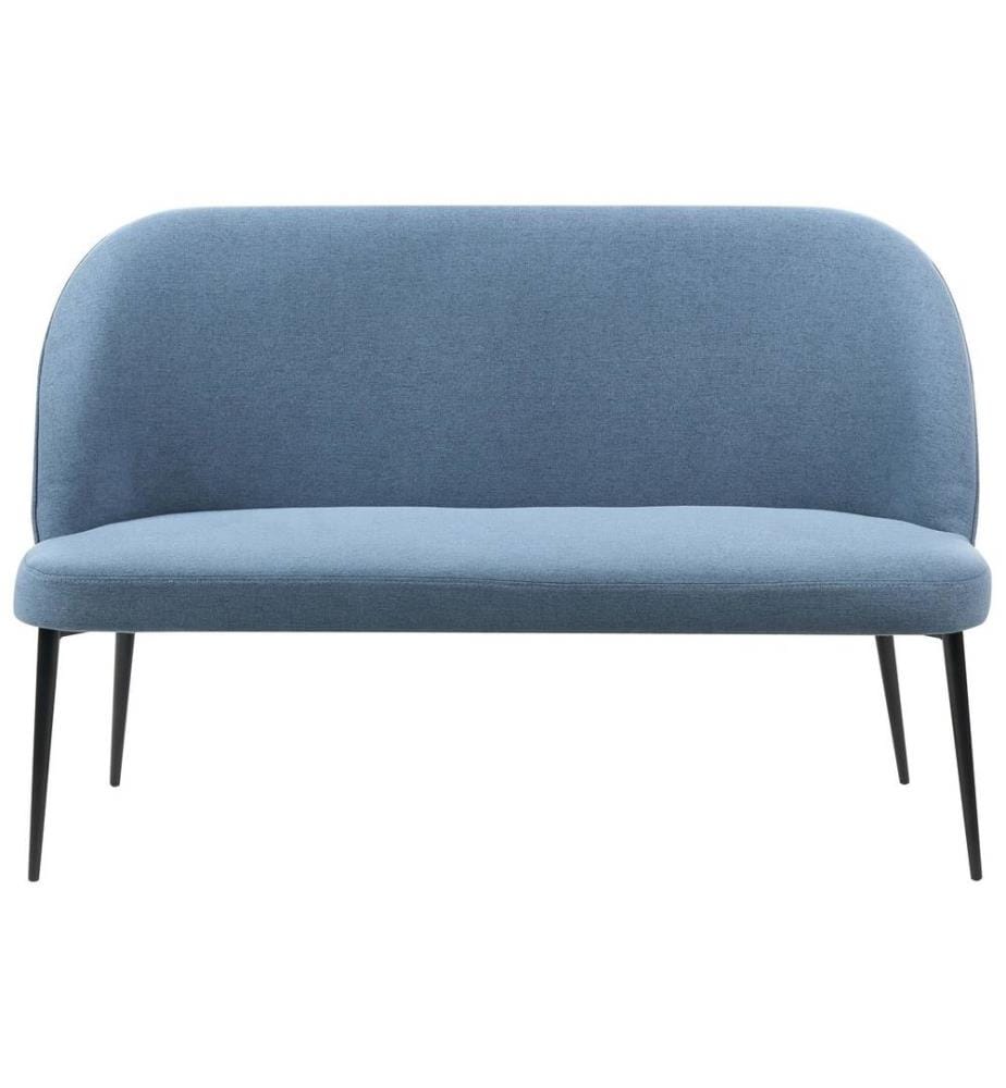 Banquette 2 Places Bleu en Tissu Polyester Rembourré Cadre en Métal Pieds Noirs Canapé de Cuisine