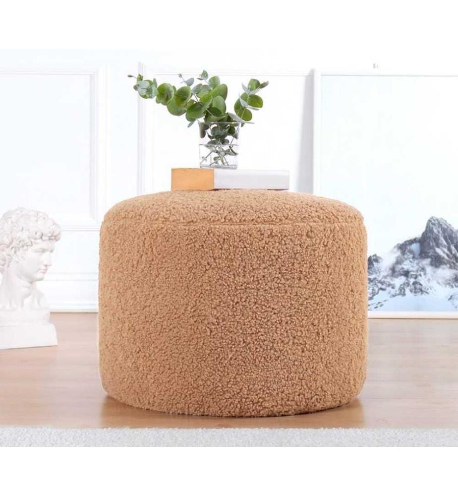 Pouf, café, fausse fourrure