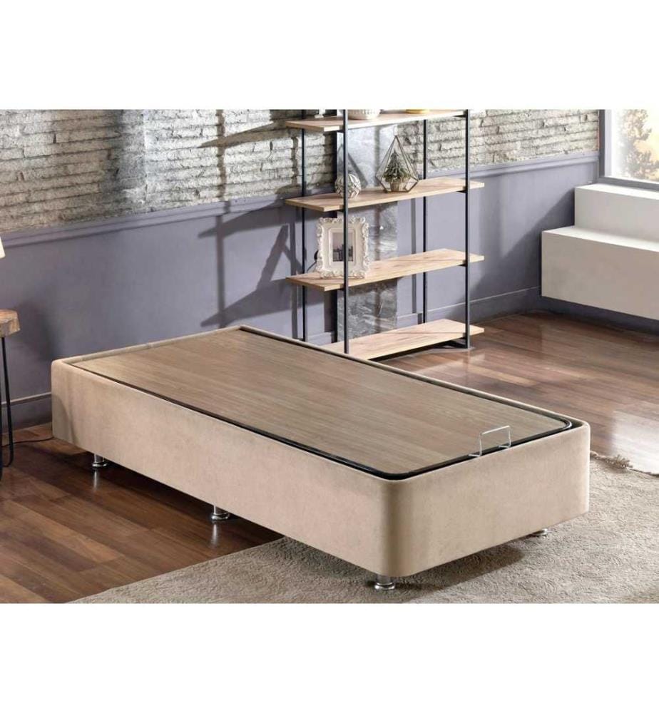 Sommier simple, Light Brown, cadre en acier, tissu Soho