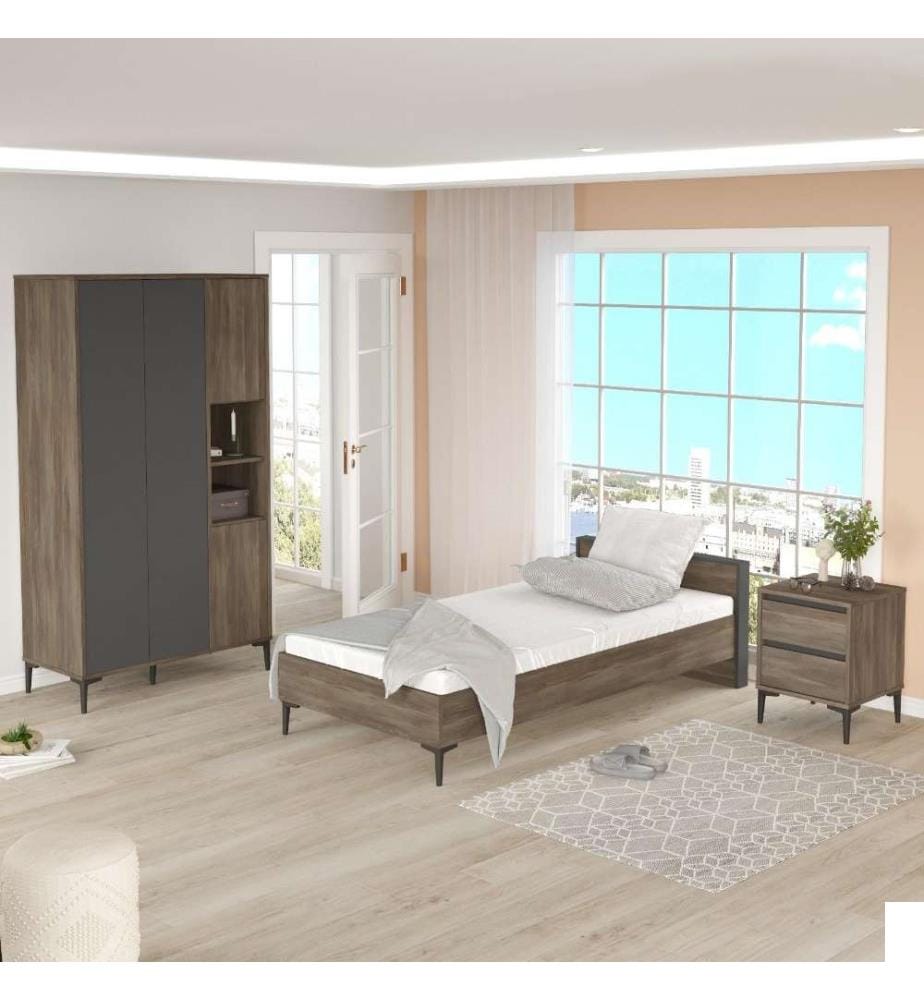 Young Room Set, Brown, Anthracite, panneau de particules mélaminé