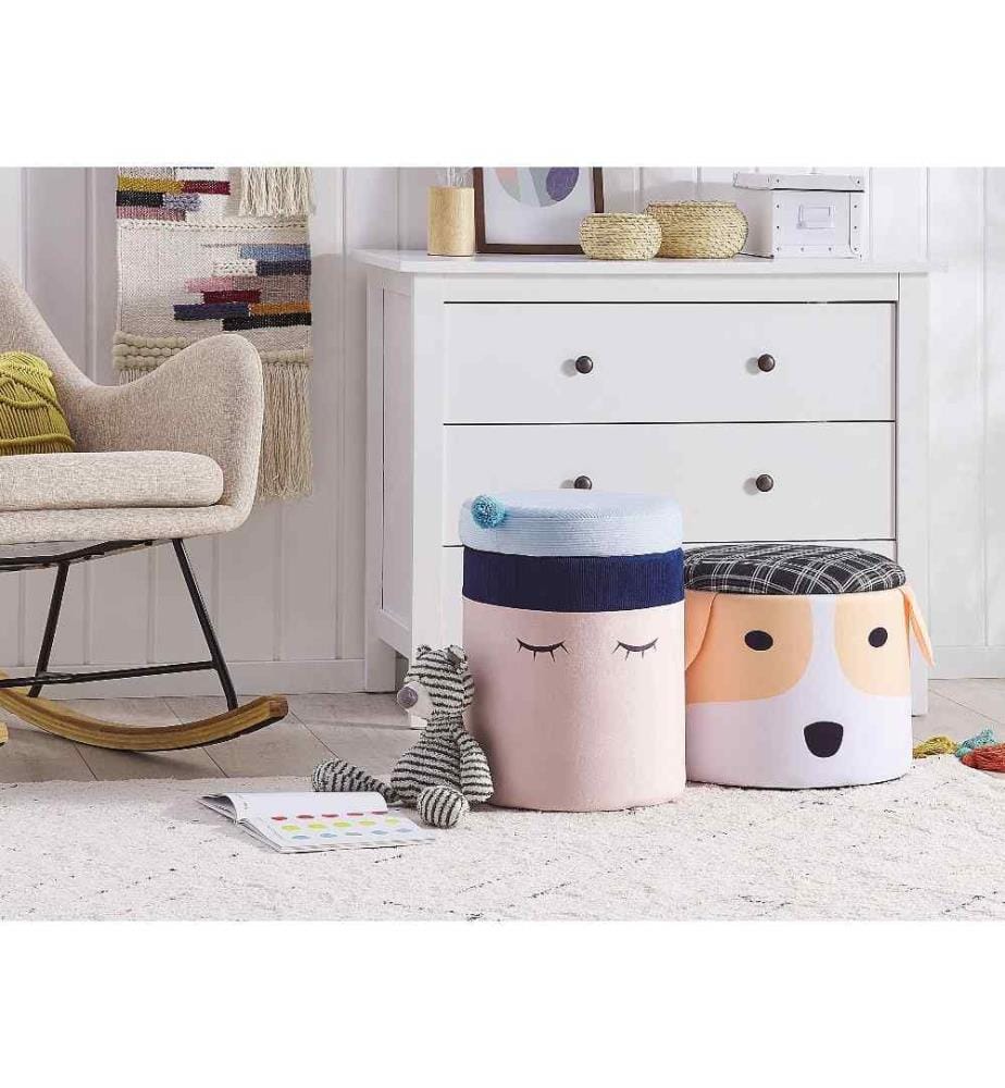 Pouf avec Coffre de Rangement en Velours Multicolore Pratique et Décoratif pour Salon ou Chambre d'Enfant Scandinave