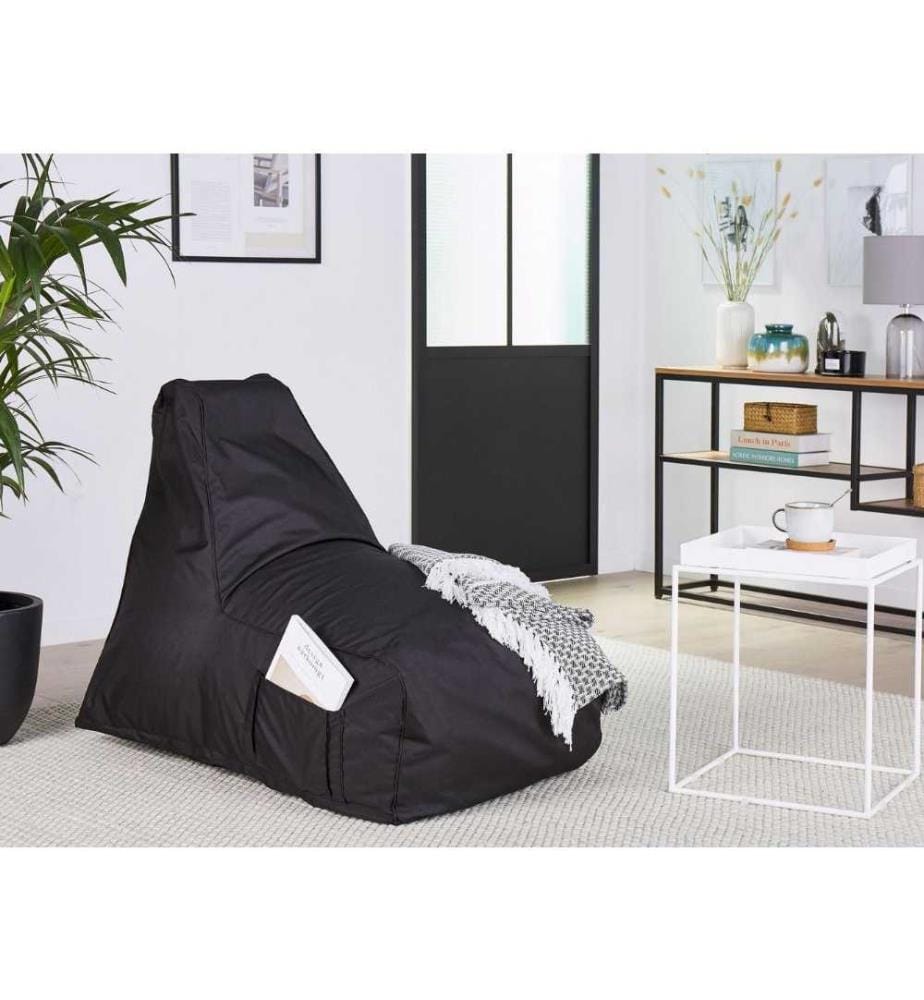 Pouf Noir Confortable en Forme de Poire pour Salon ou Chambre de Tous Styles
