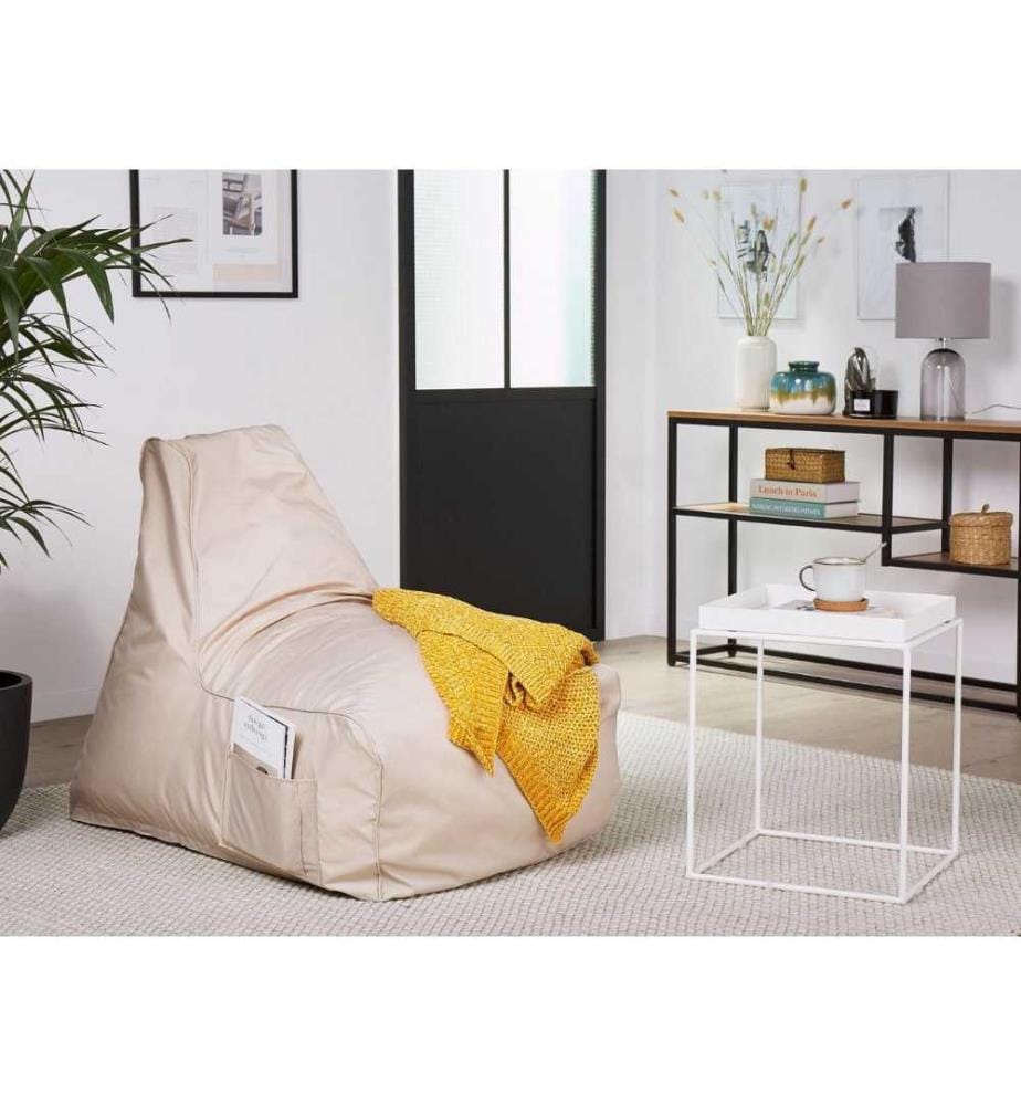 Pouf Beige Confortable en Forme de Poire pour Salon ou Chambre de Tous Styles