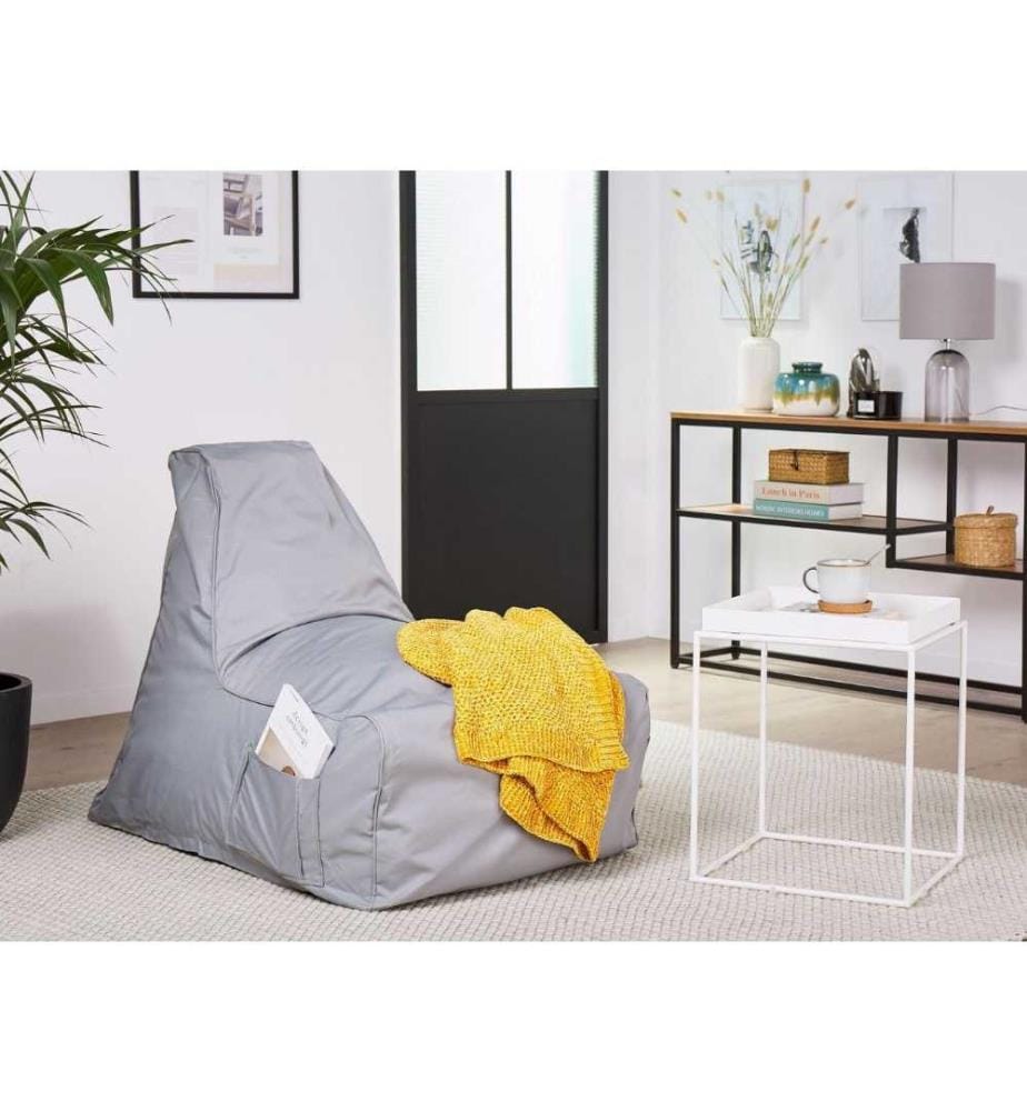 Pouf Gris Confortable en Forme de Poire pour Salon ou Chambre de Tous Styles