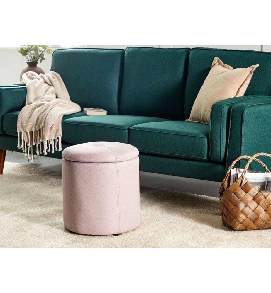 Pouf Coffre de Rangement Rose en Tissu Elégant et Très Pratique pour Chambre Salon Style Glamour et Moderne