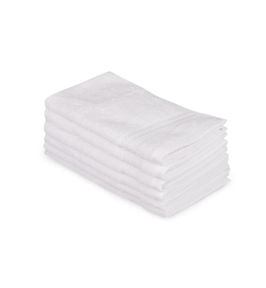 Set de serviettes de toilette, 6 pièces, blanc, coton, 500 gr-m²,
