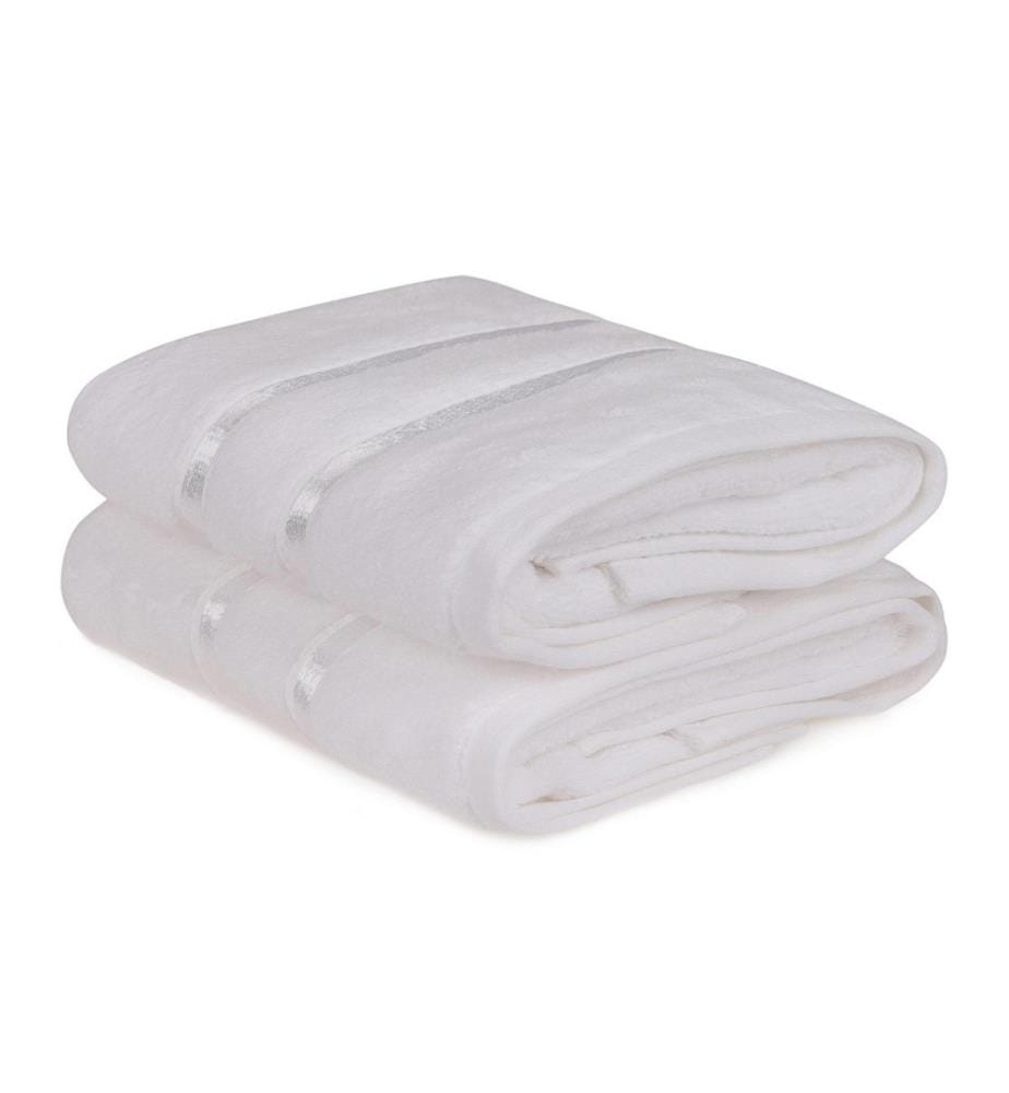 Set d'essuie-mains, 2 pièces, blanc, microcoton, 560 gr-m²,