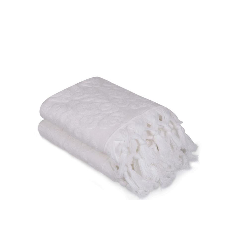 Set d'essuie-mains, 2 pièces, blanc, coton, 550 gr-m²,